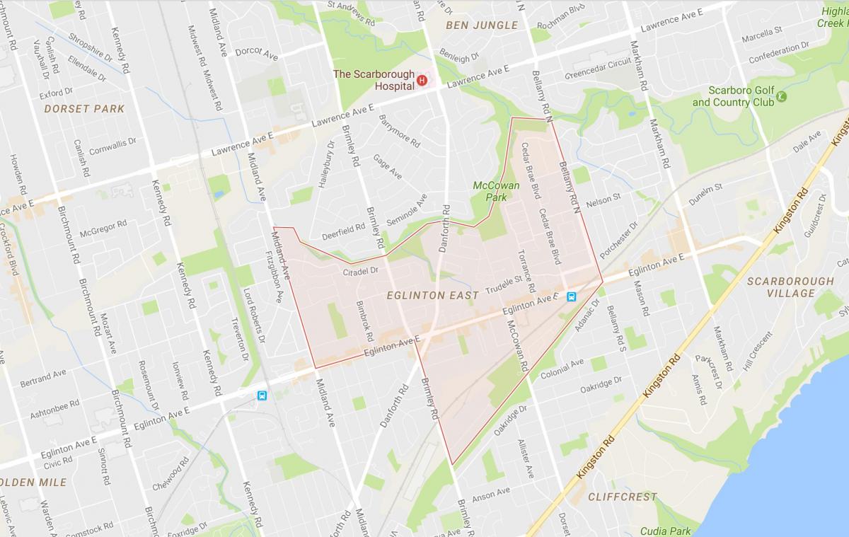 Mapa ng Eglinton East neighbourhood Toronto