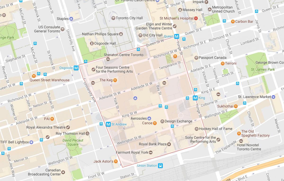 Mapa ng mga Pinansiyal na Distrito ng kapitbahayan Toronto