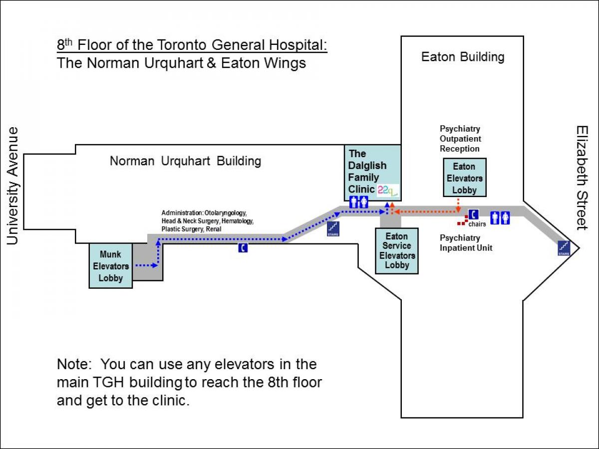 Mapa ng General Hospital 8 th floor Toronto