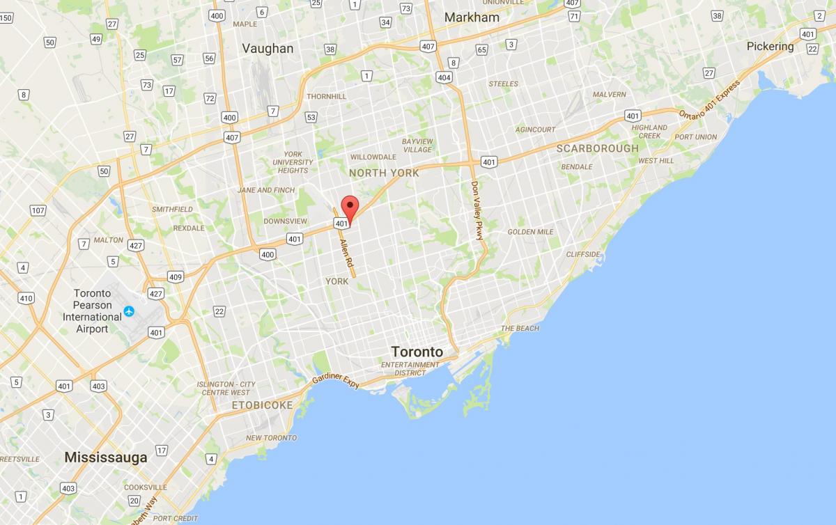 Mapa ng Lawrence Manor distrito Toronto