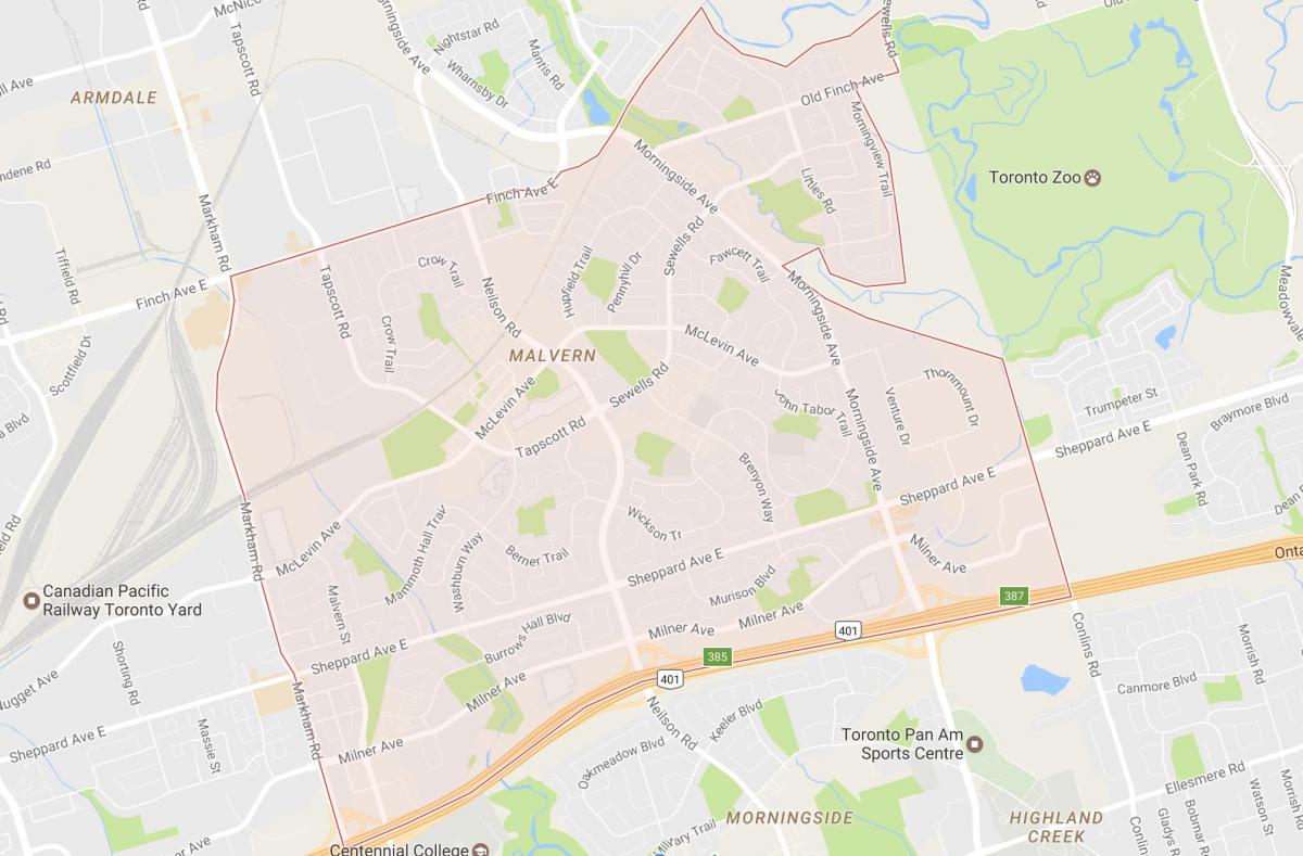 Mapa ng Malvern kapitbahayan Toronto