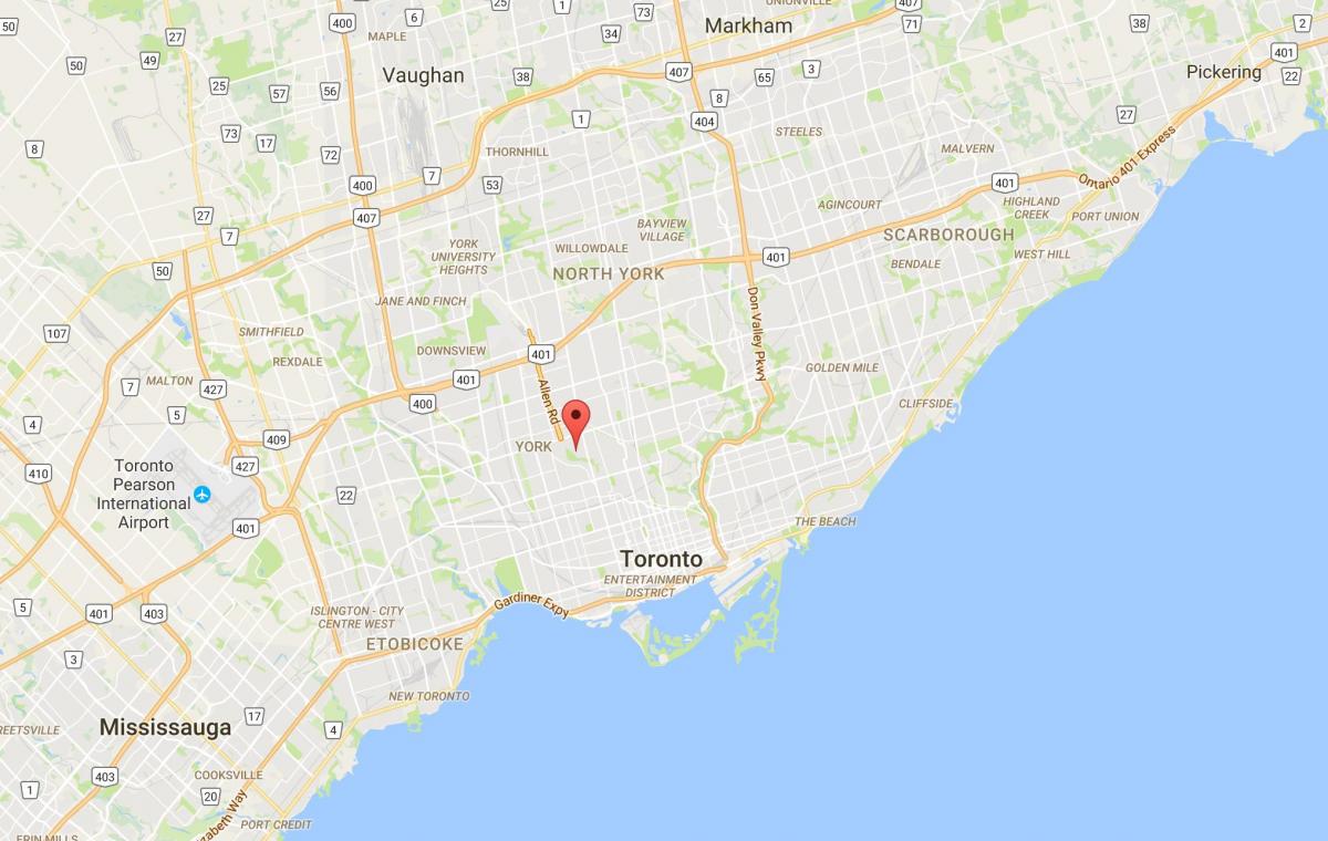 Mapa ng Tichester distrito Toronto