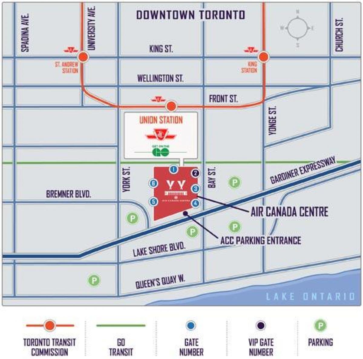 Mapa ng Air Canada Centre paradahan - ACC