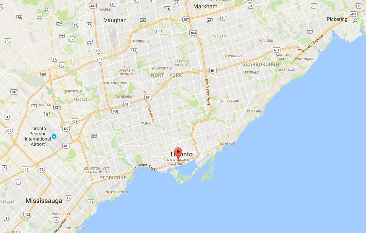 Mapa ng Distrito Entertainment district ng Toronto