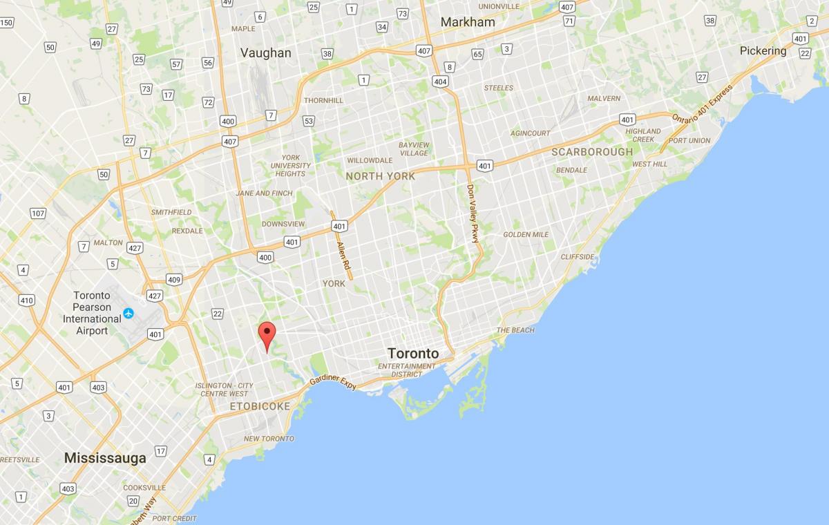 Mapa ng Kingsway distrito Toronto