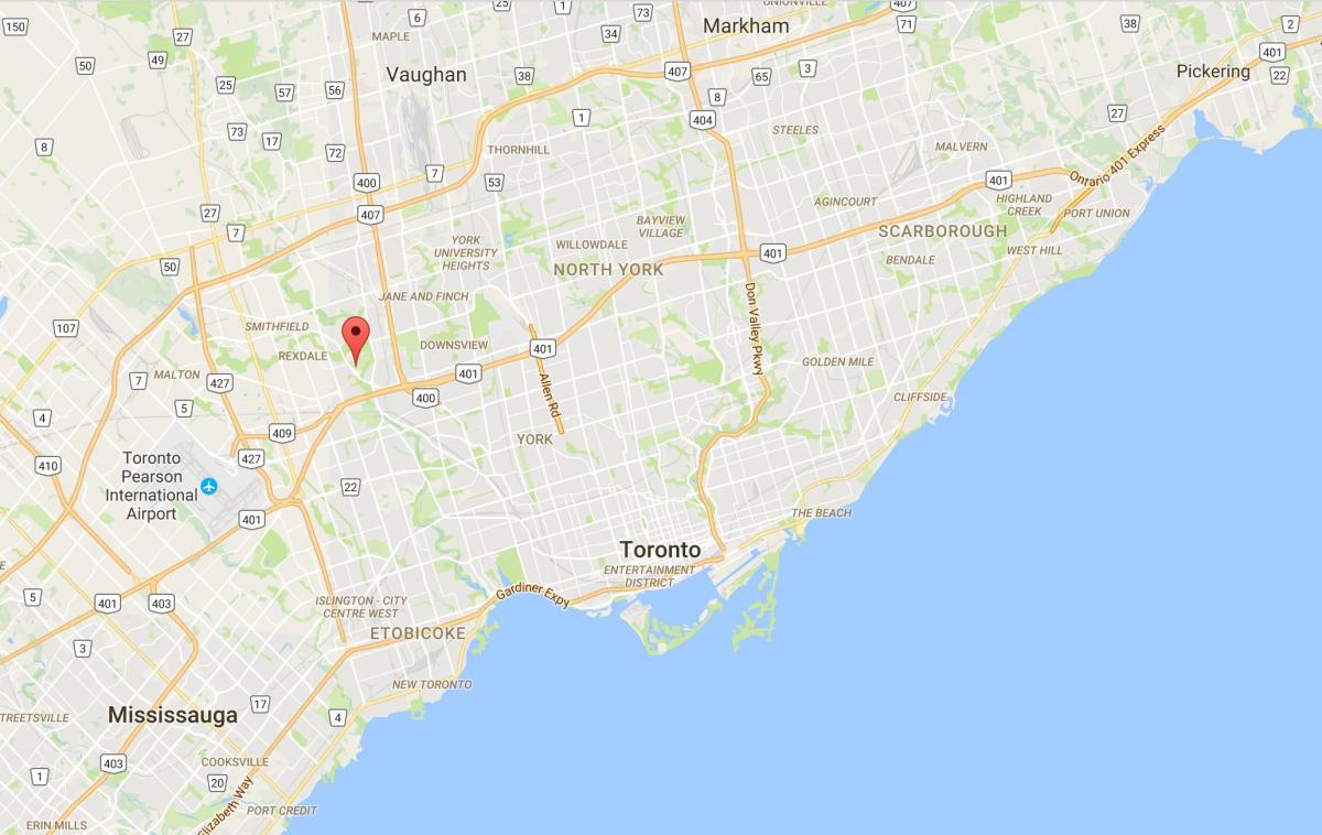 Mapa ng Elms distrito Toronto