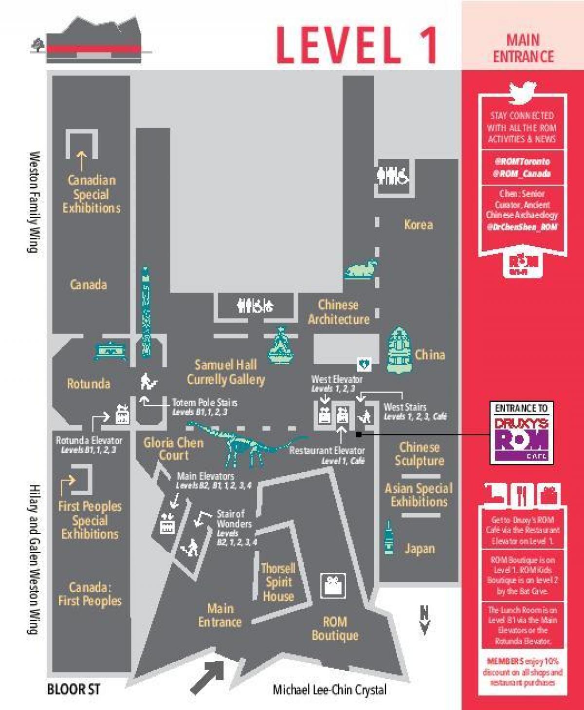 Mapa ng Royal Ontario Museum antas 1