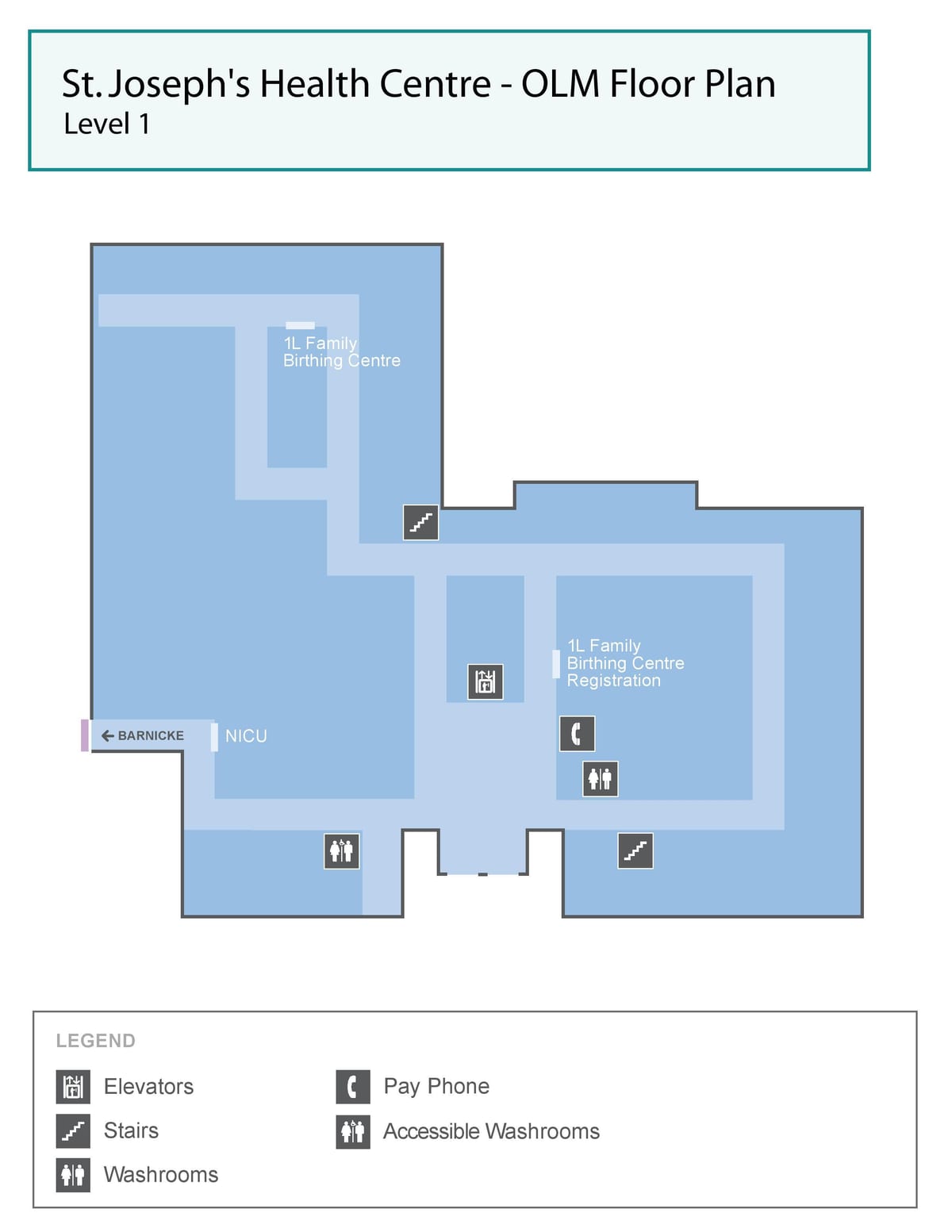 Mapa ng St. Joseph ' s Health centre sa Toronto OLM antas 1