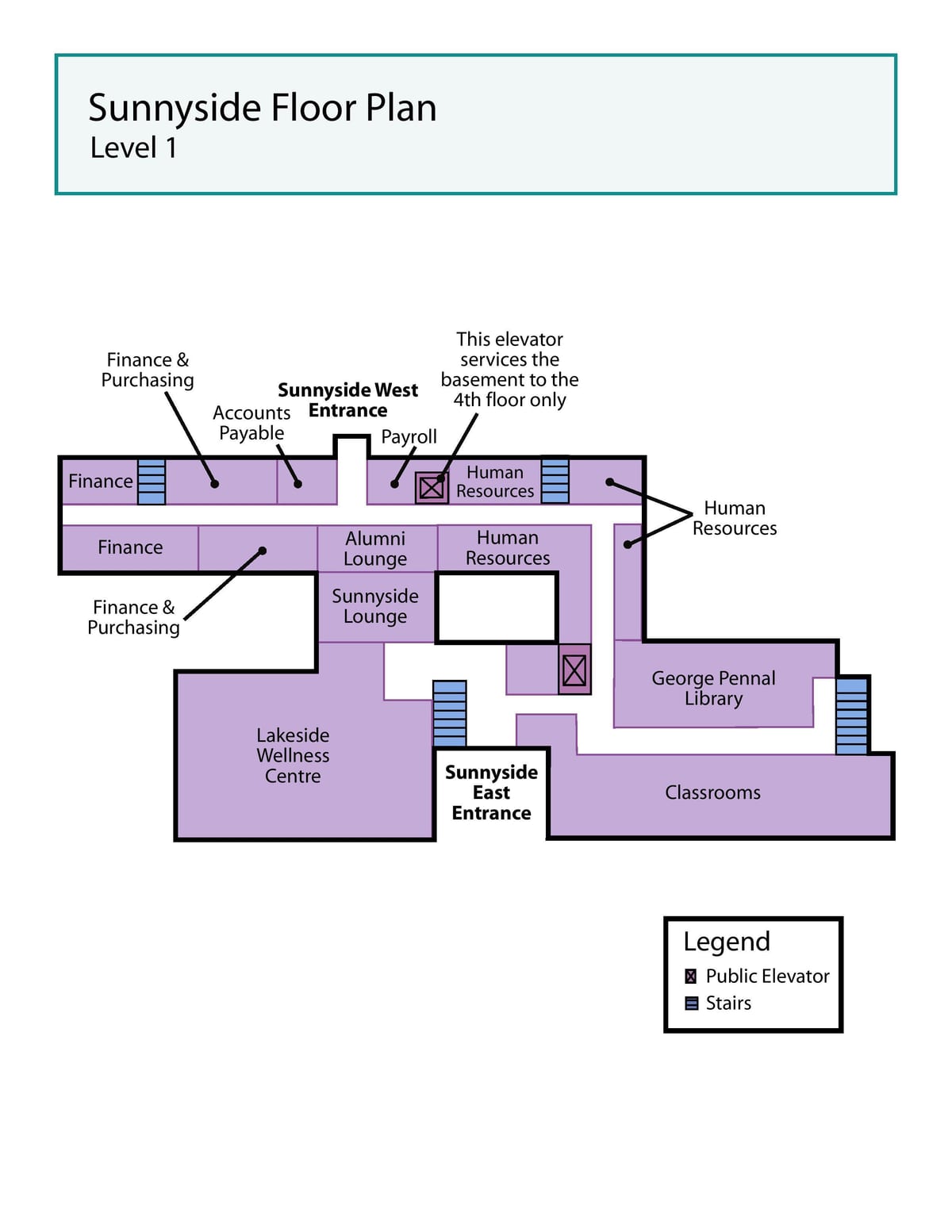 Mapa ng St. Joseph ' s Health centre sa Toronto Sunnyside antas 1