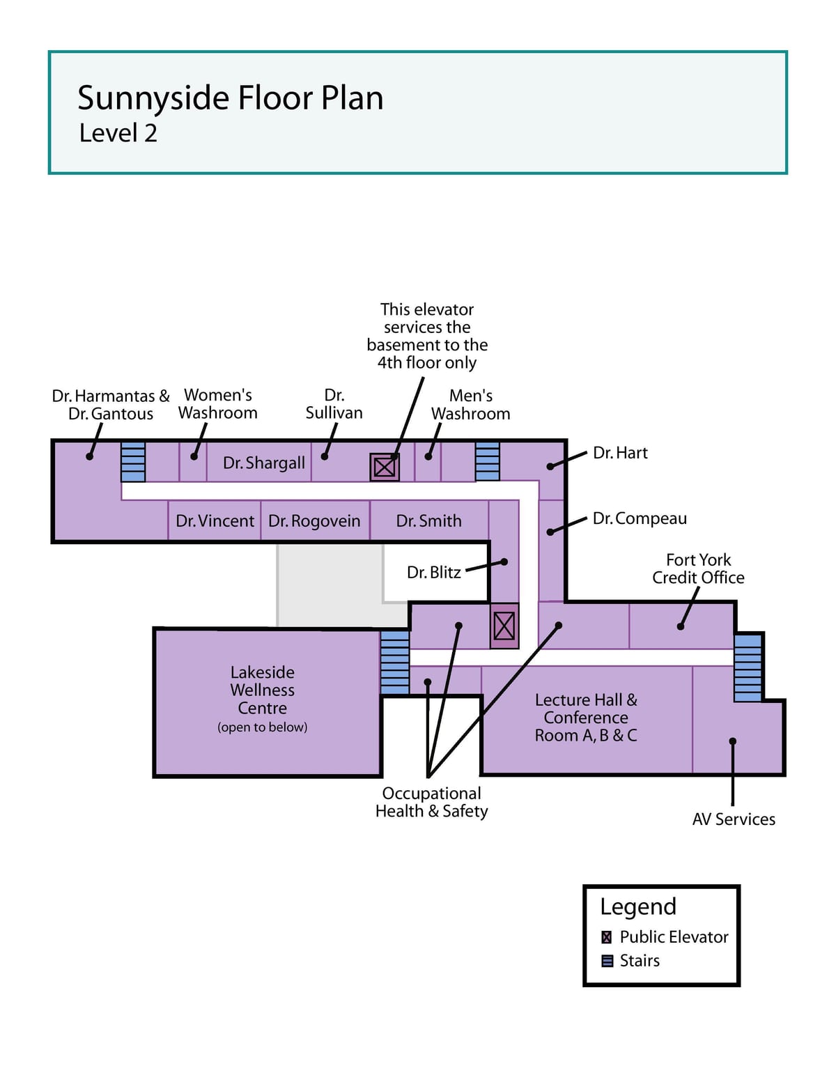 Mapa ng St. Joseph ' s Health centre sa Toronto Sunnyside antas 2