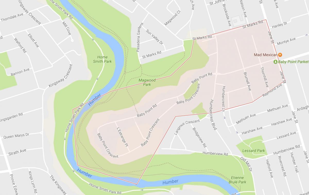 Mapa ng Sanggol Punto kapitbahayan Toronto