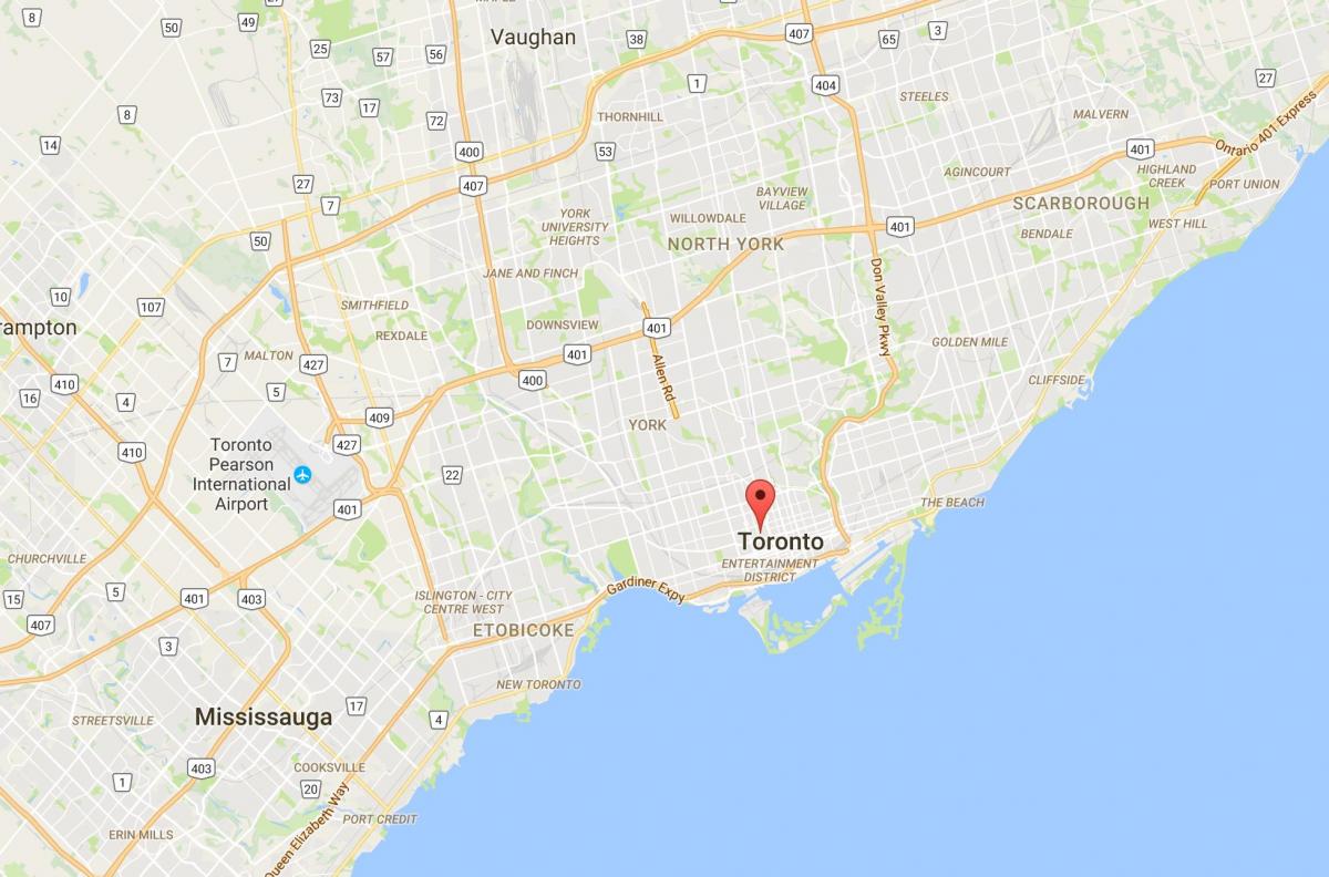 Mapa ng Baldwin Village distrito Toronto