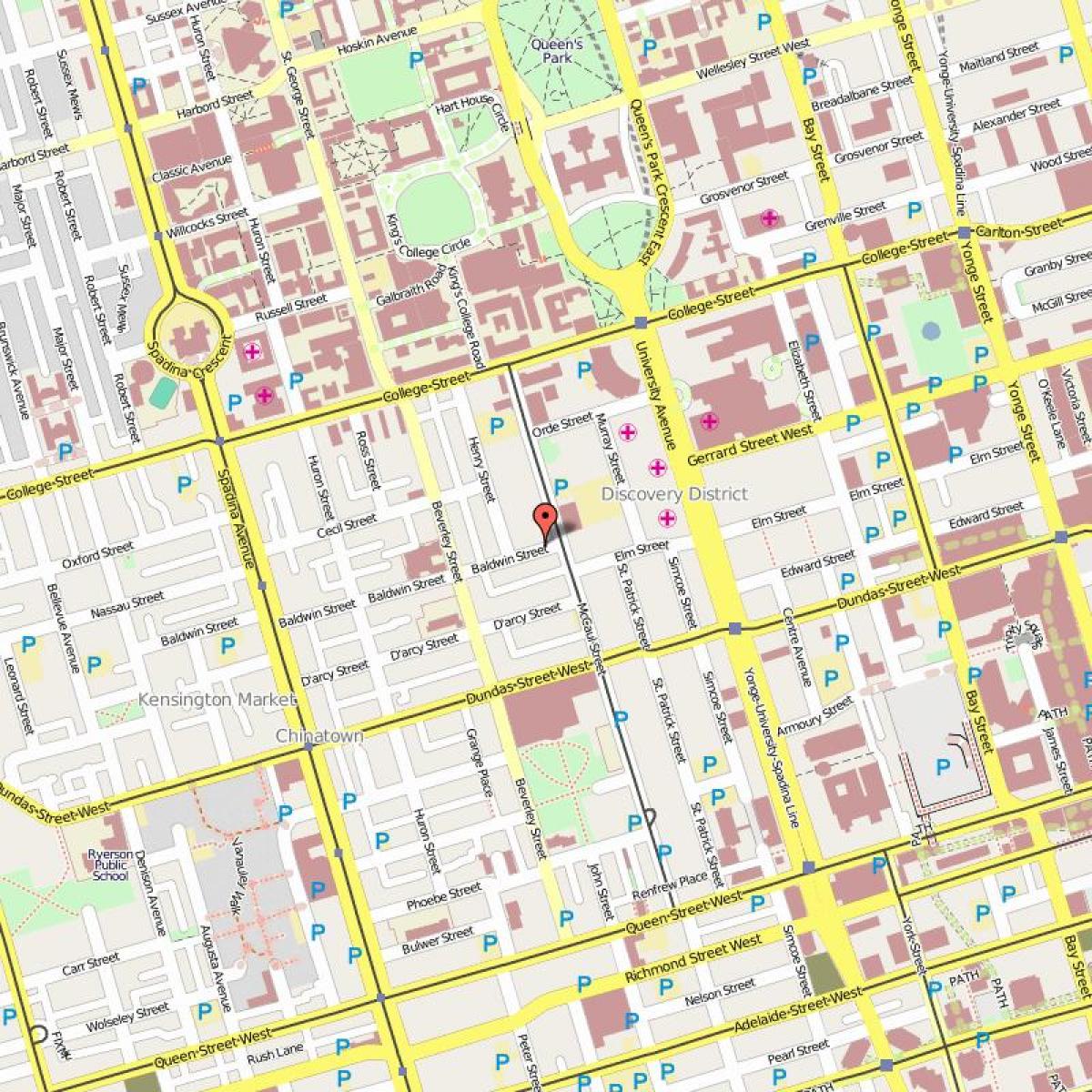 Mapa ng Baldwin Village Toronto