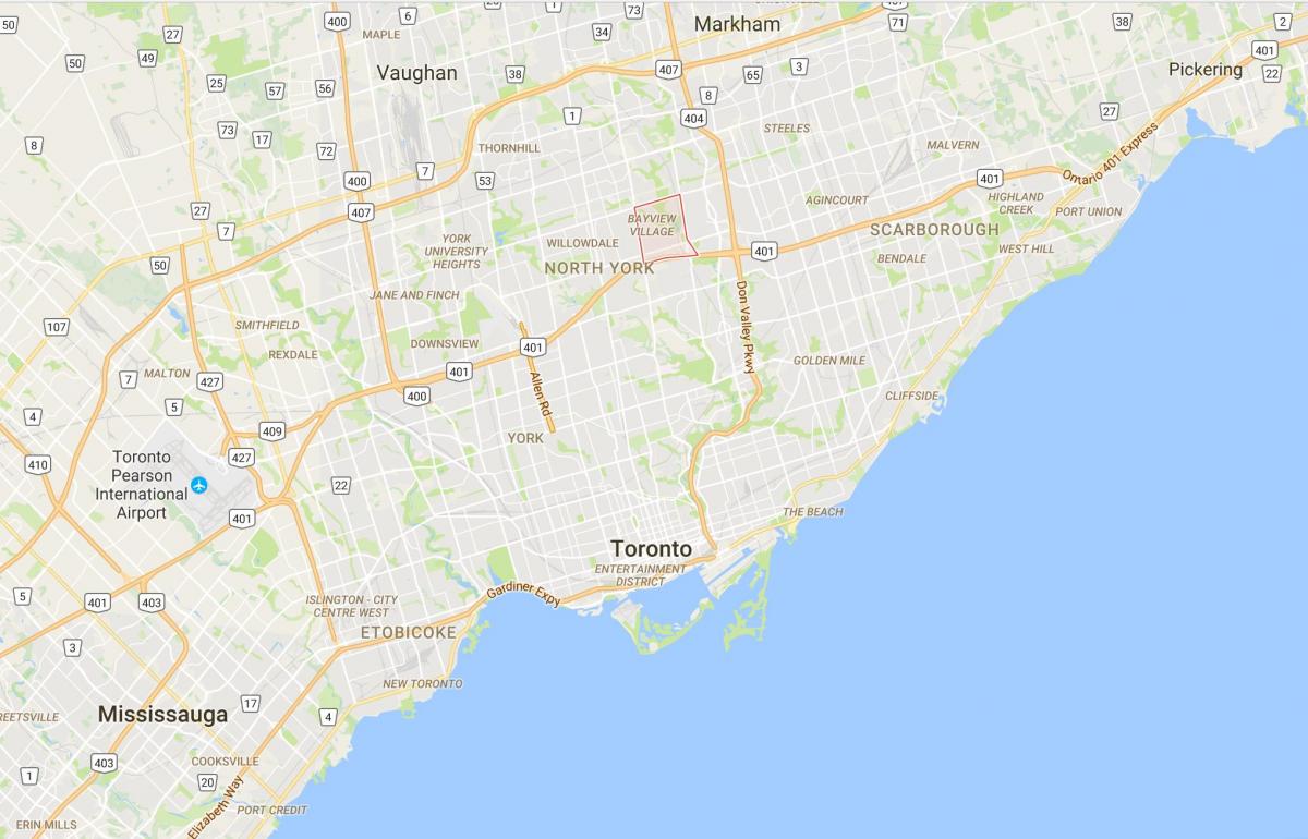 Mapa ng Bayview Village distrito Toronto