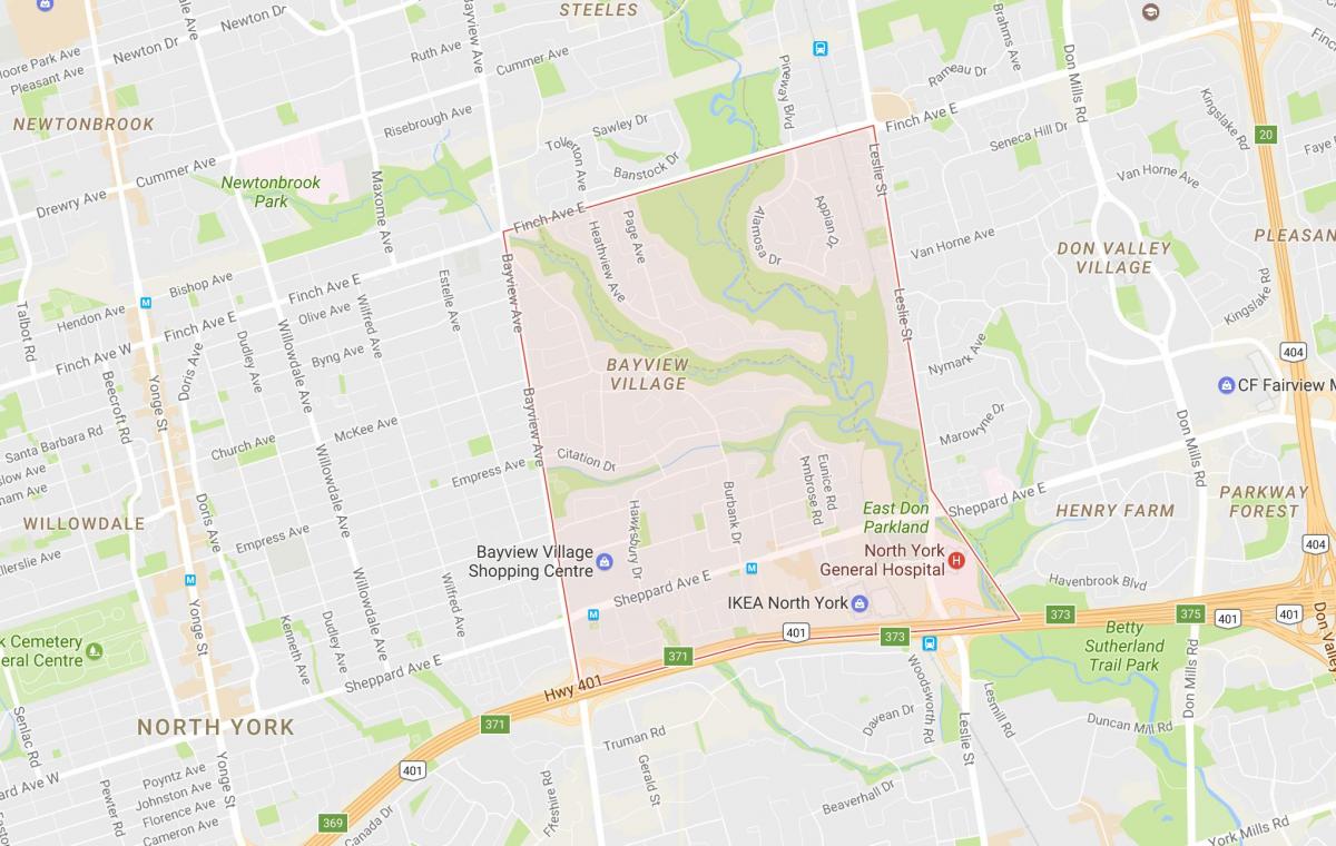 Mapa ng Bayview Village kapitbahayan Toronto