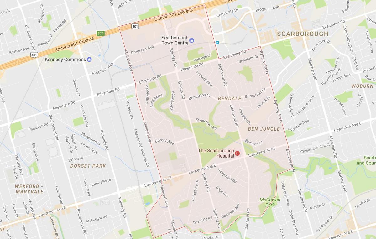 Mapa ng Bendale kapitbahayan Toronto
