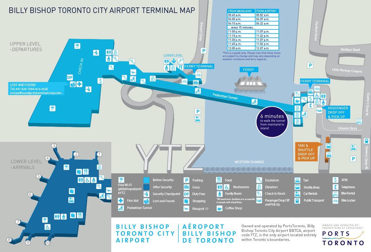 Mapa ng Billy Bishop Toronto city airport