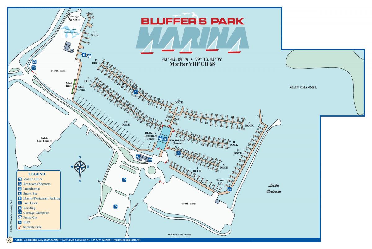 Mapa ng Bluffer ' s Park Marina