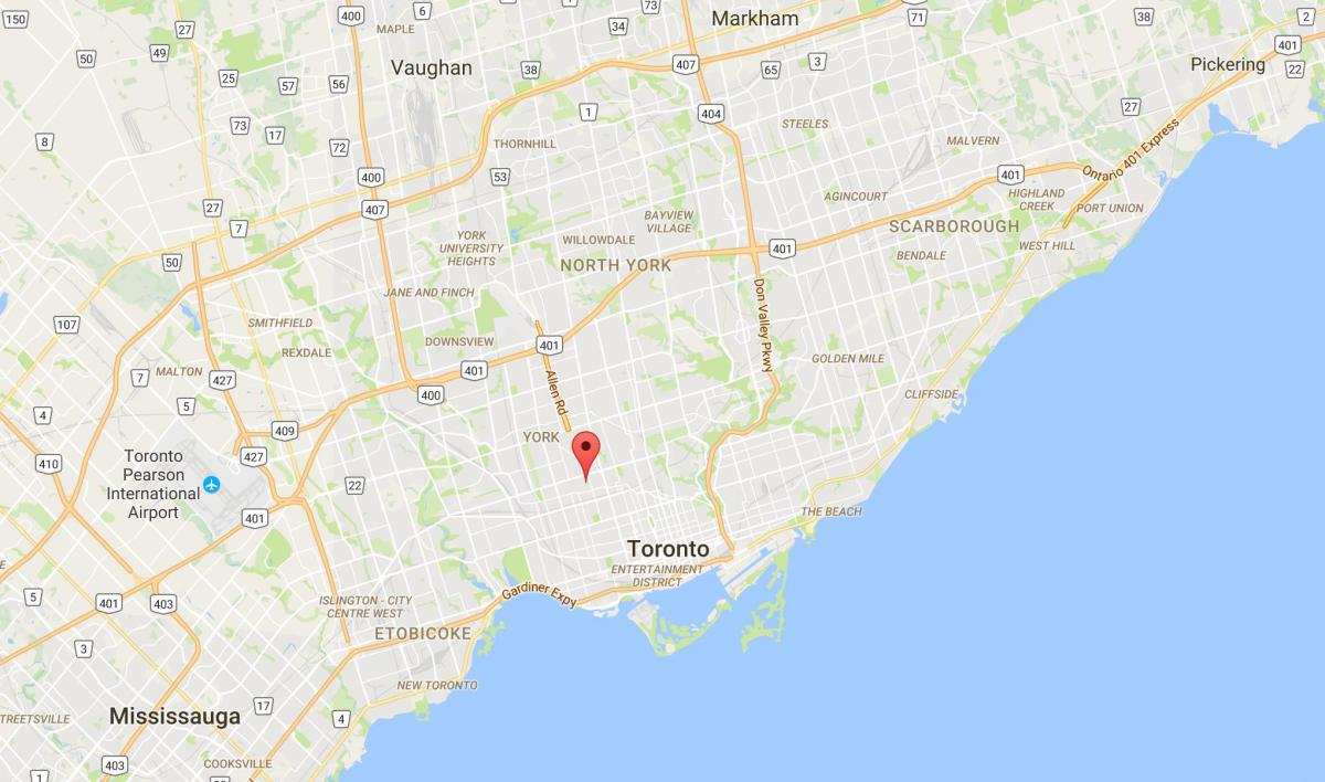 Mapa ng Bracondale Burol distrito Toronto