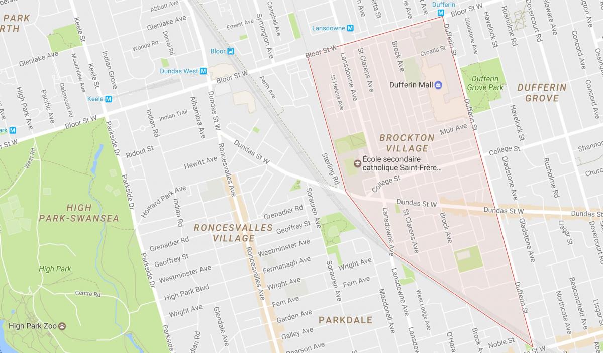 Mapa ng Brockton Village kapitbahayan Toronto