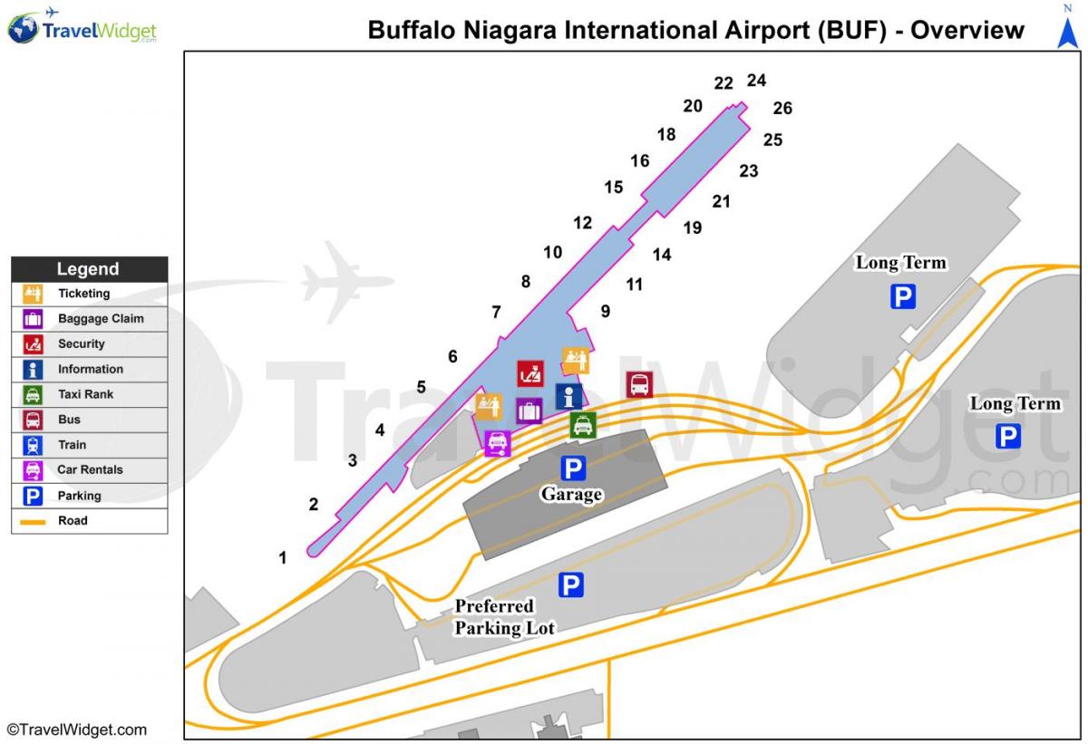 Mapa ng Buffalo Niagara airport
