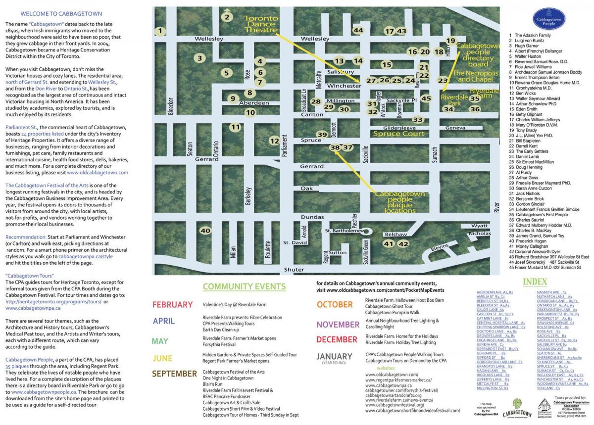 Mapa ng Cabbagetown mga kaganapan sa Toronto