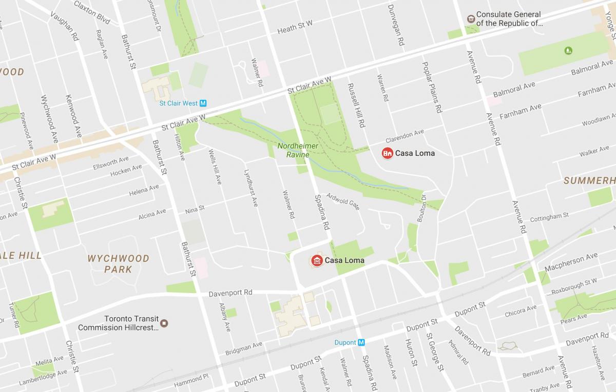 Mapa ng Casa Loma kapitbahayan Toronto