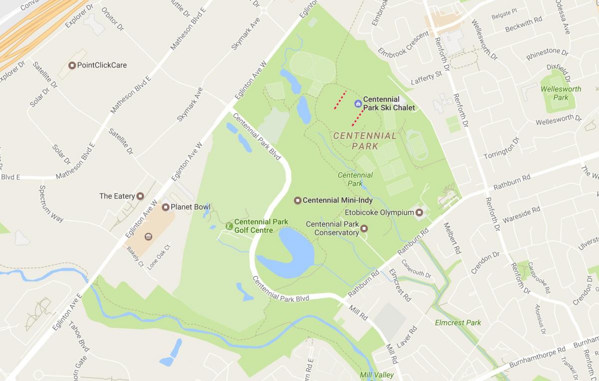 Mapa ng Centennial Park kapitbahayan Toronto