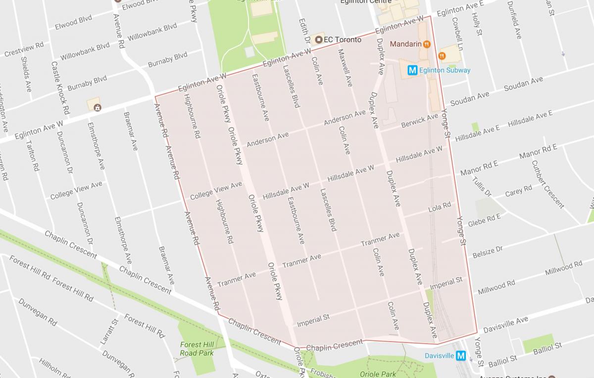 Mapa ng Chaplin Estates kapitbahayan Toronto