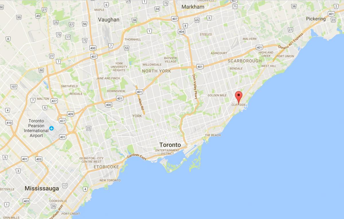 Mapa ng Cliffside distrito Toronto