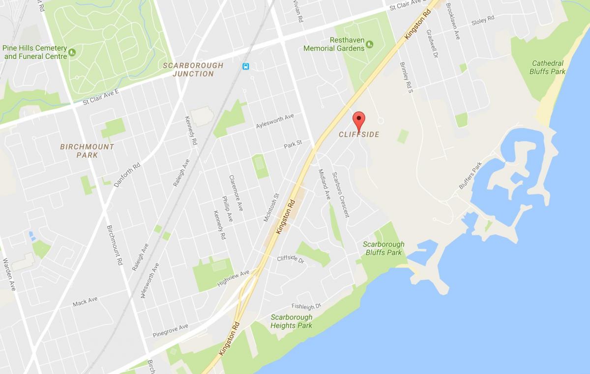 Mapa ng Cliffside kapitbahayan Toronto