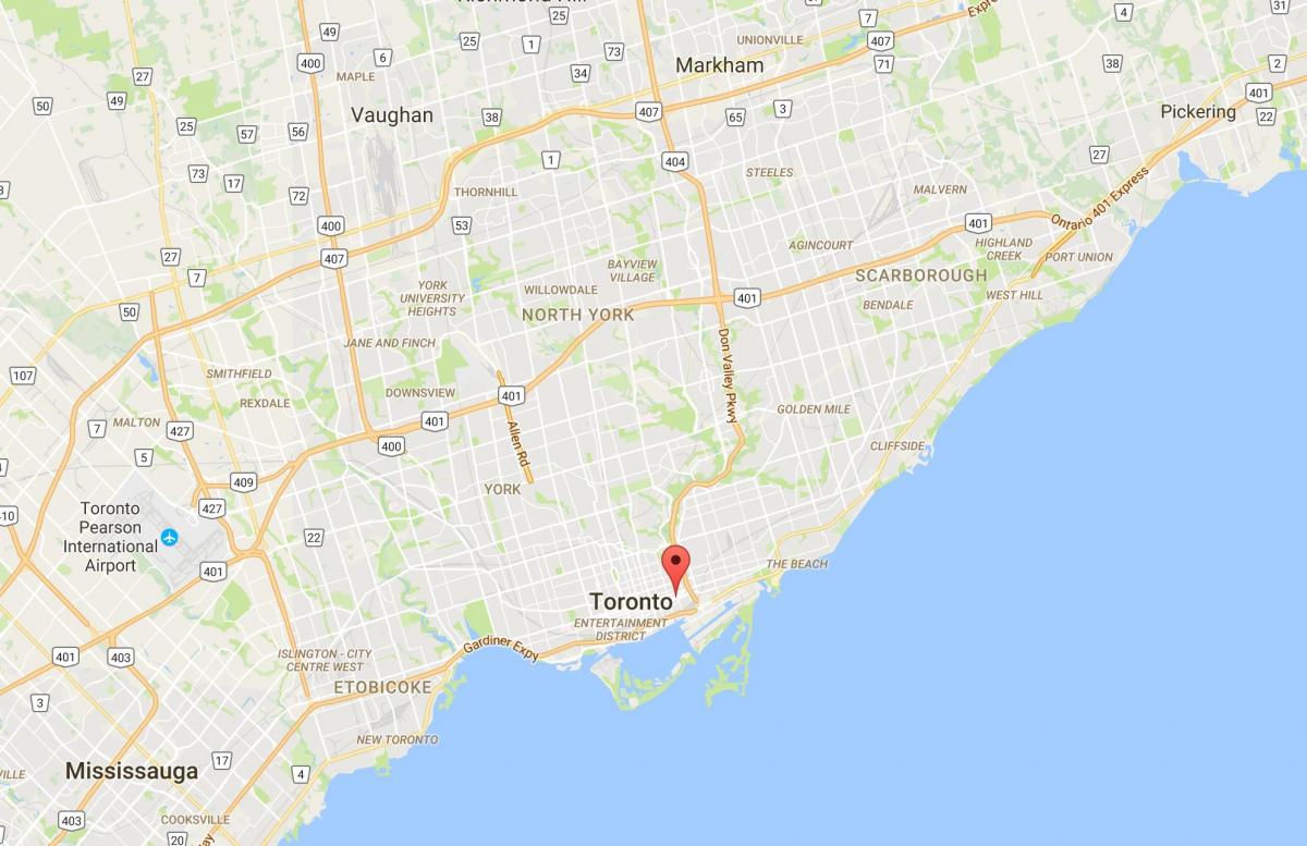 Mapa ng Corktown distrito Toronto