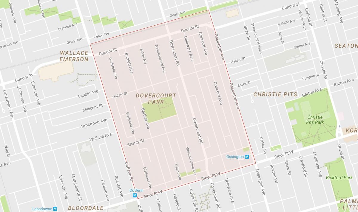 Mapa ng Dovercourt Park kapitbahayan Toronto
