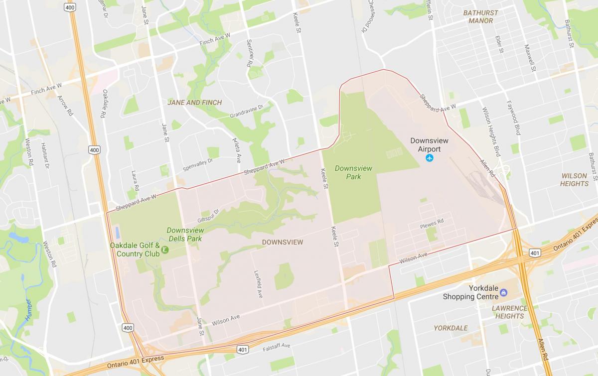 Mapa ng Downsview kapitbahayan Toronto