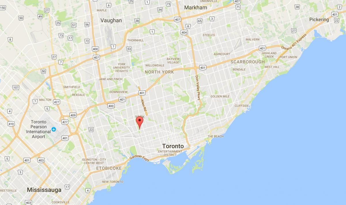 Mapa ng Earlscourt distrito Toronto