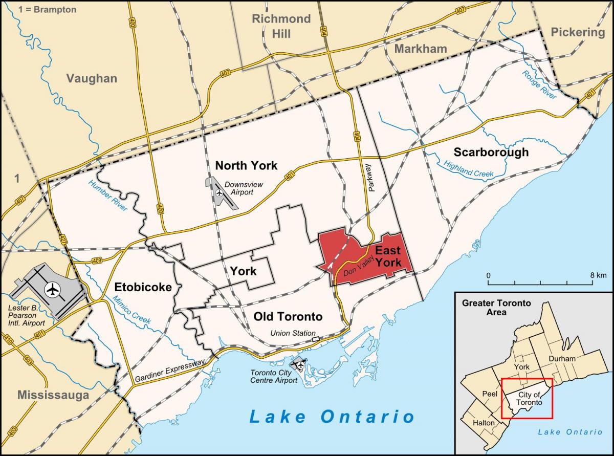 Mapa ng East York Toronto