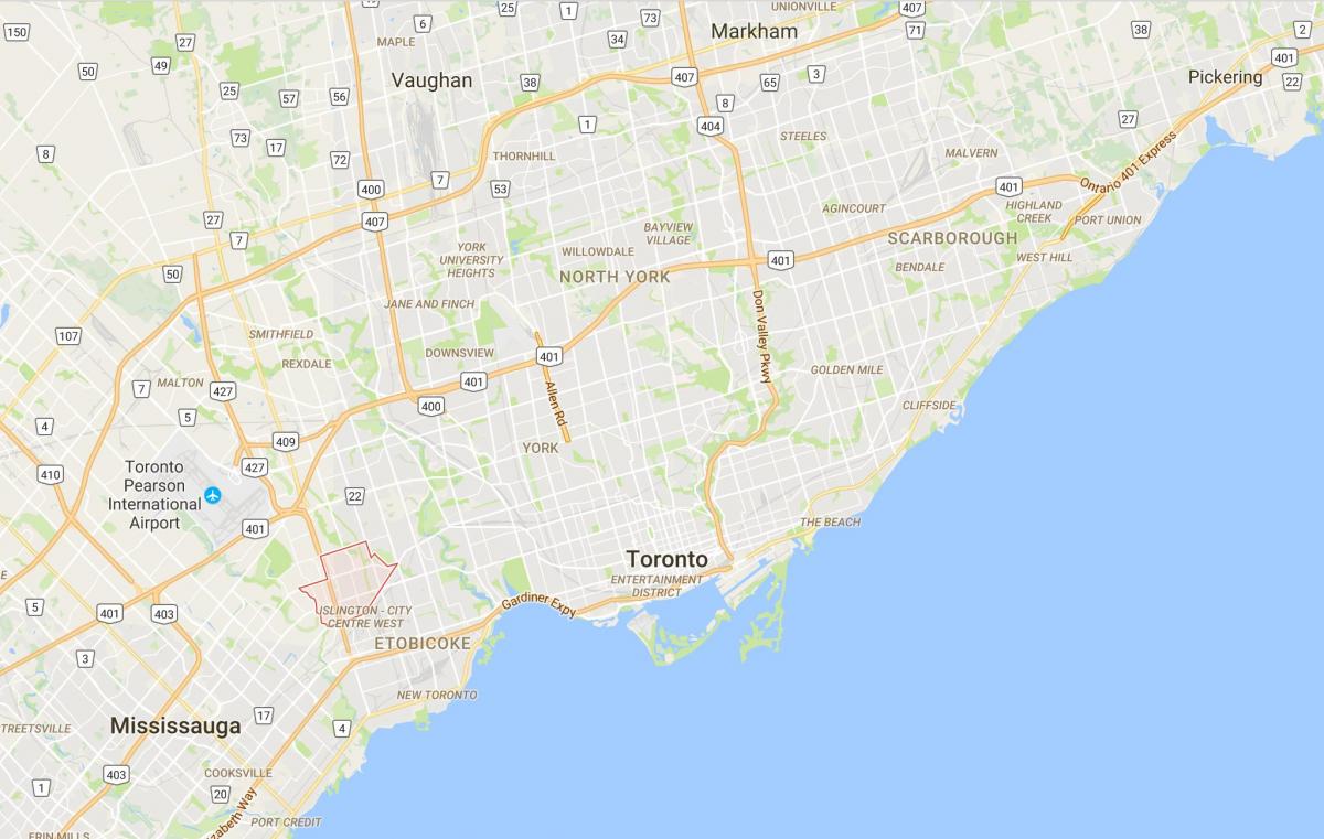 Mapa ng Eatonville distrito Toronto