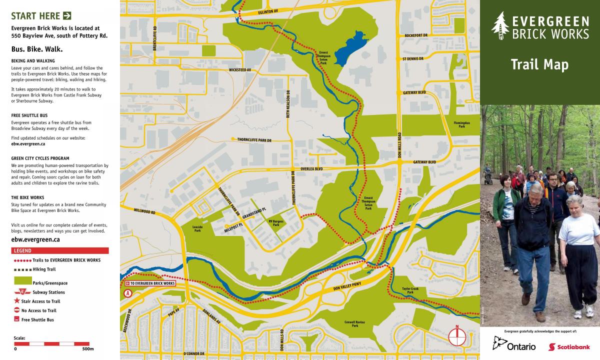 Mapa ng Evergreen Brickworks Toronto trail