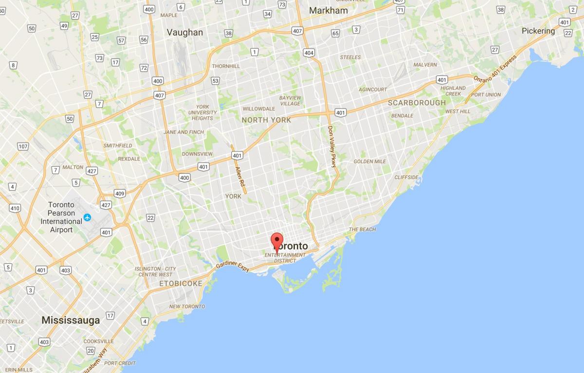 Mapa ng Fashion District ng Toronto district