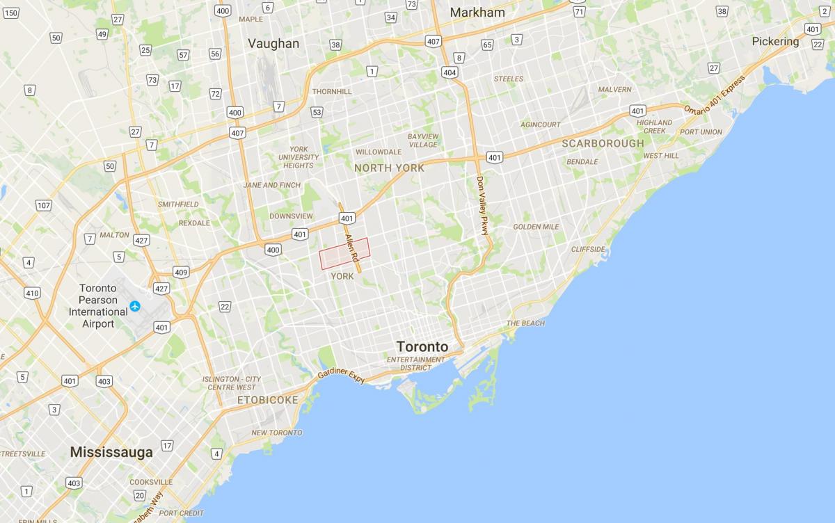 Mapa ng Glen Park distrito Toronto