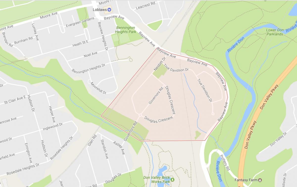 Mapa ng Gobernador ng Tulay sa purok Toronto