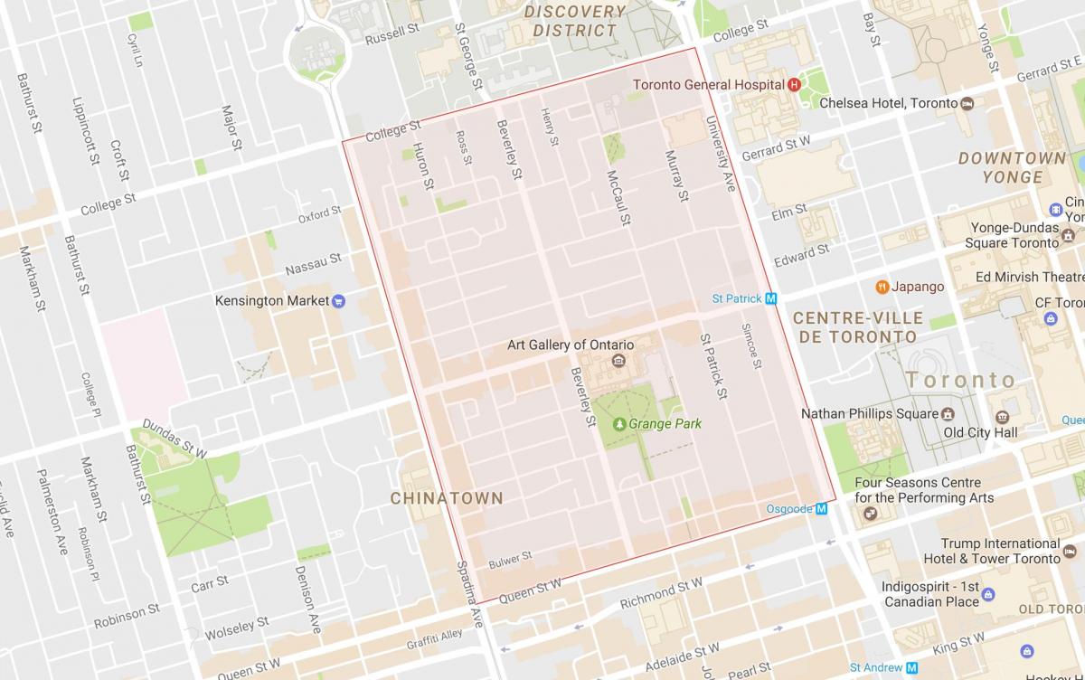 Mapa ng Grange Park kapitbahayan Toronto