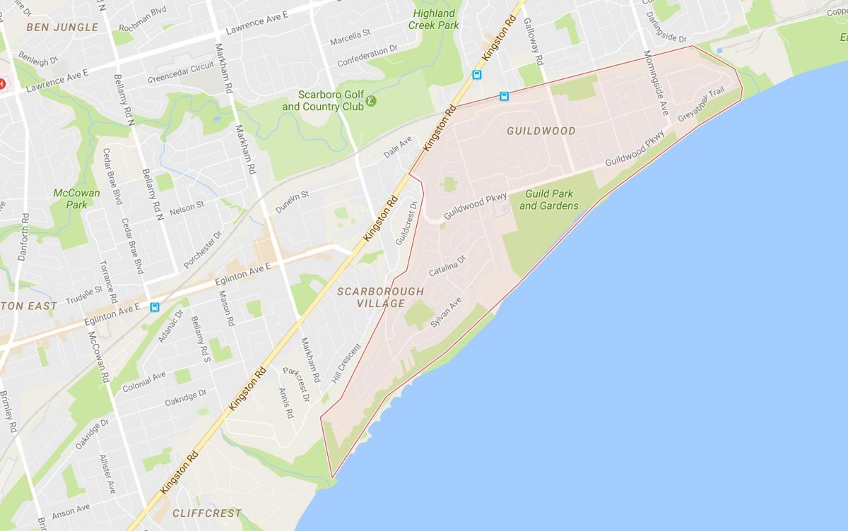 Mapa ng Guildwood kapitbahayan Toronto