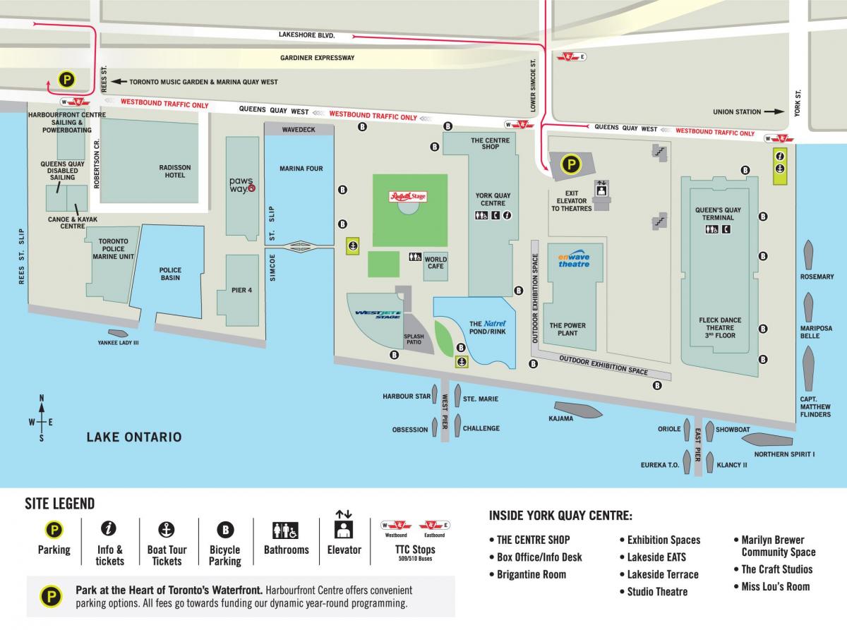 Mapa ng Harbourfront Centre sa Toronto