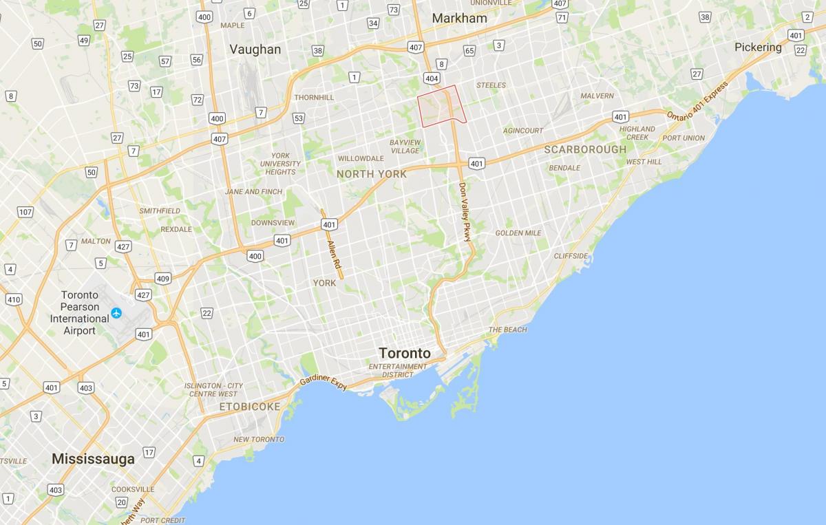 Mapa ng Hillcrest Village distrito Toronto
