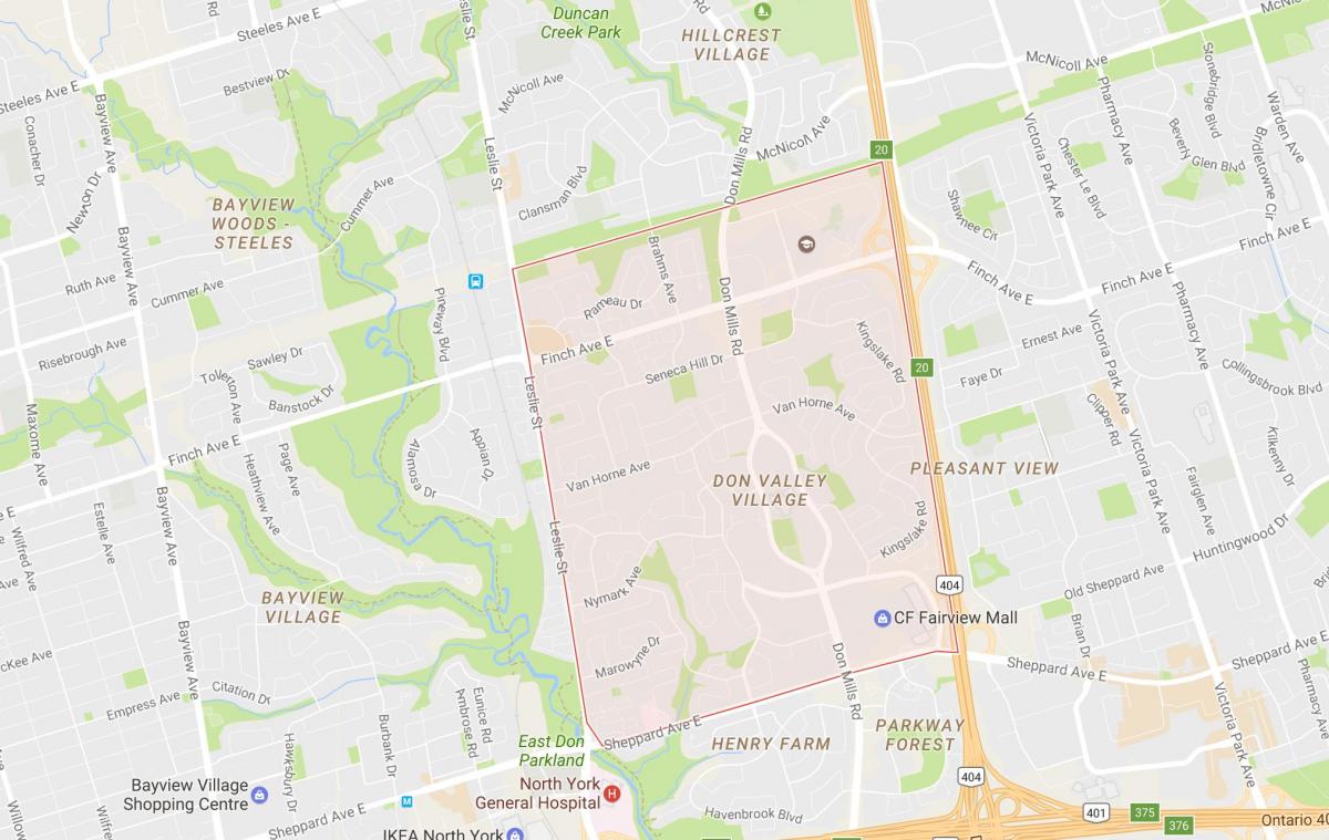 Mapa ng Don Valley Village kapitbahayan Toronto