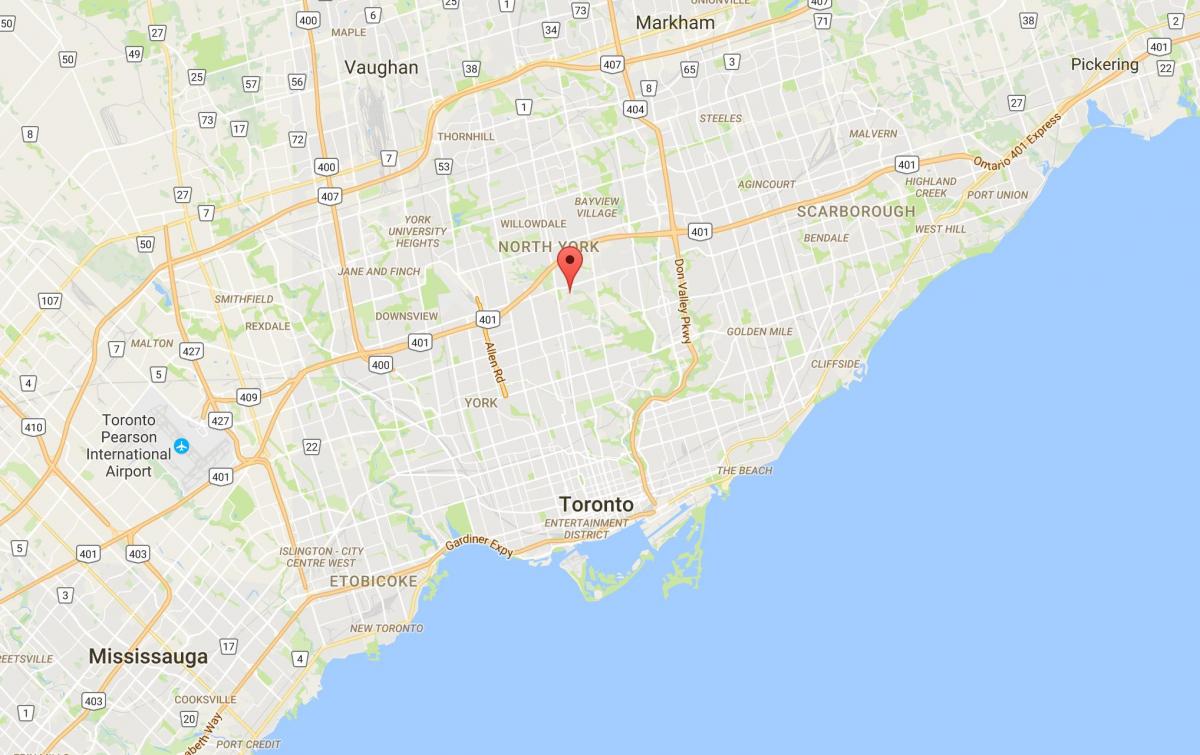 Mapa ng Hoggs Guwang distrito Toronto