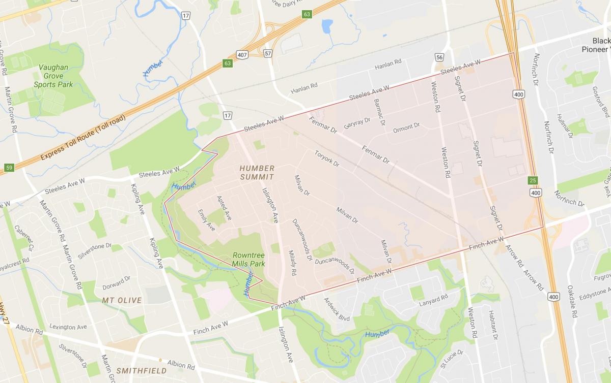 Mapa ng Humber Summit kapitbahayan Toronto