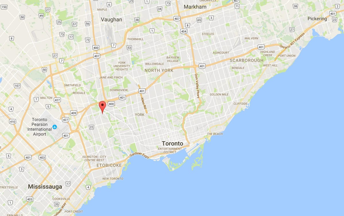 Mapa ng Humber Taas – Westmount distrito Toronto