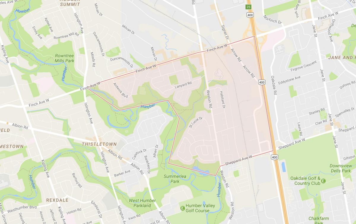 Mapa ng Humbermede kapitbahayan Toronto